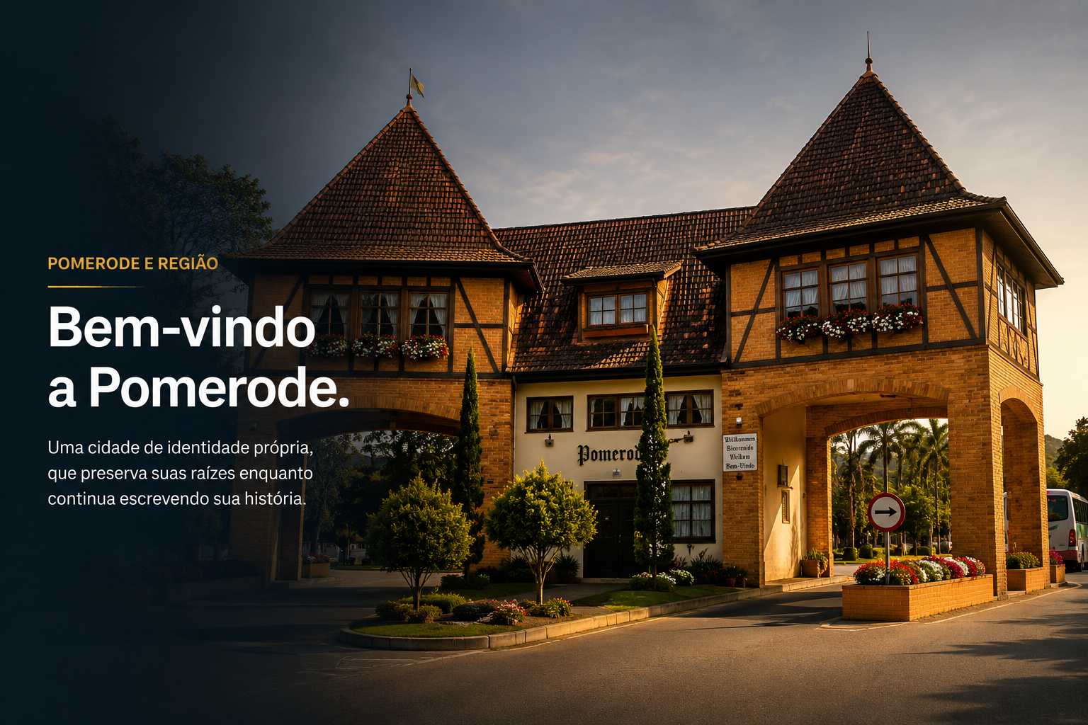 Portal de Pomerode: arquitetura enxaimel e identidade da cidade.